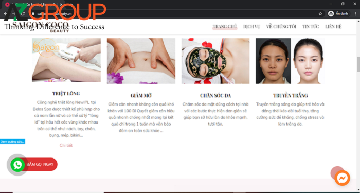 Thiết kế website Spa được thực hiện bới AZGroup
